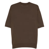 T-shirt girocollo con logo ricamato in marrone Laneus - uomo 