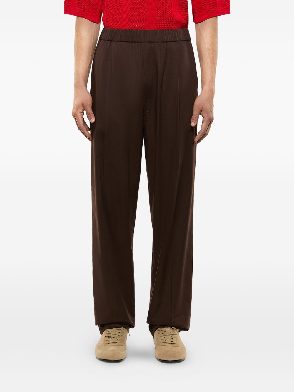 Pantaloni Melrose con ricamo in marrone Laneus - uomo 