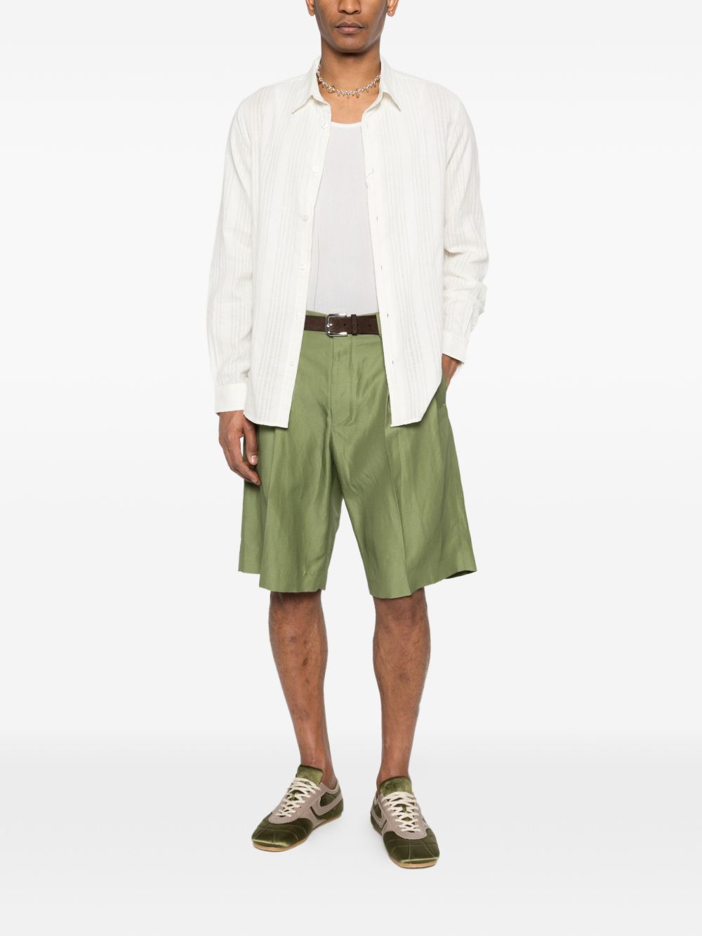 Pantaloncini a pieghe in verde Laneus - uomo 