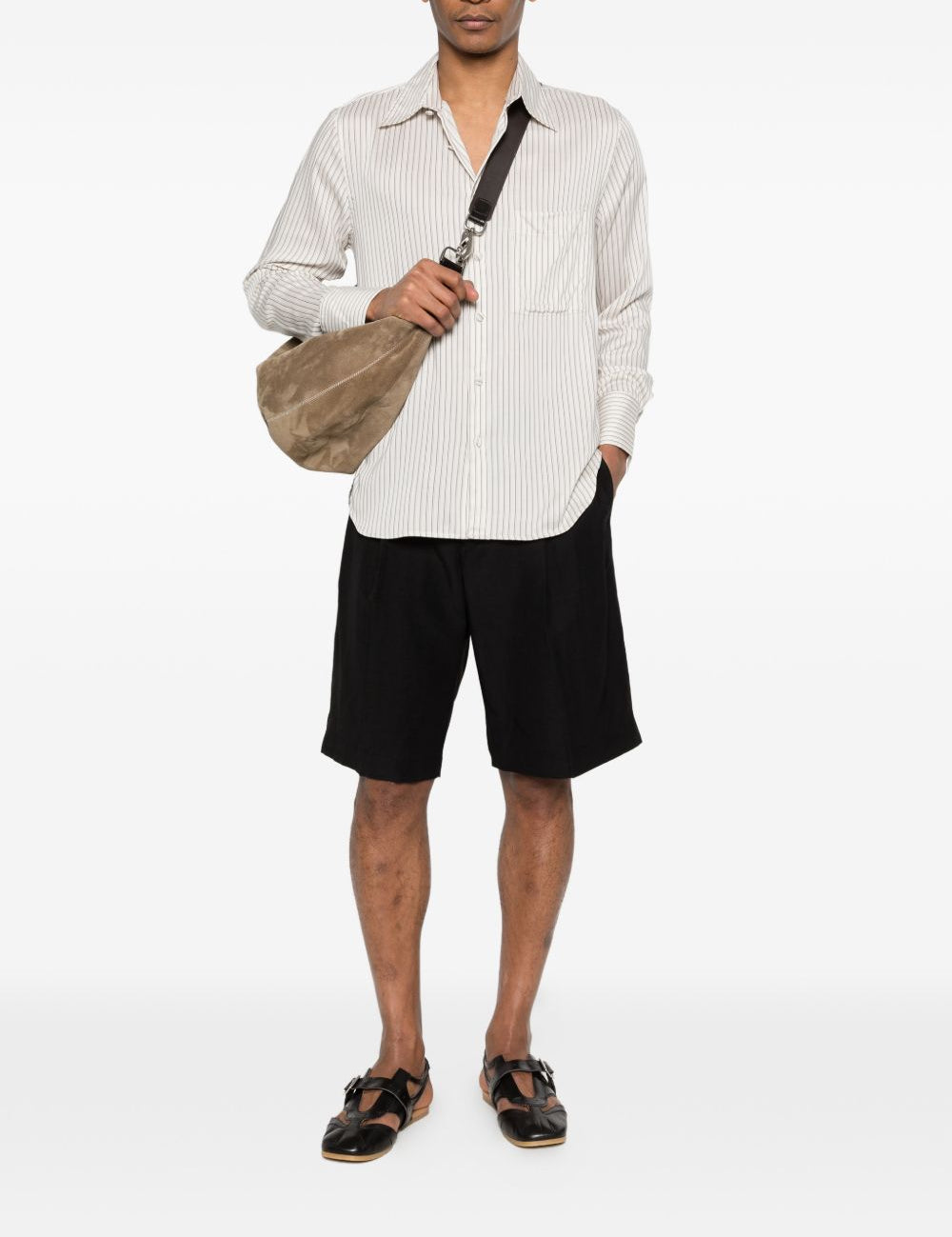 Pantaloncini con pieghe in nero Laneus - uomo 