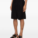 Pantaloncini con pieghe in nero Laneus - uomo 