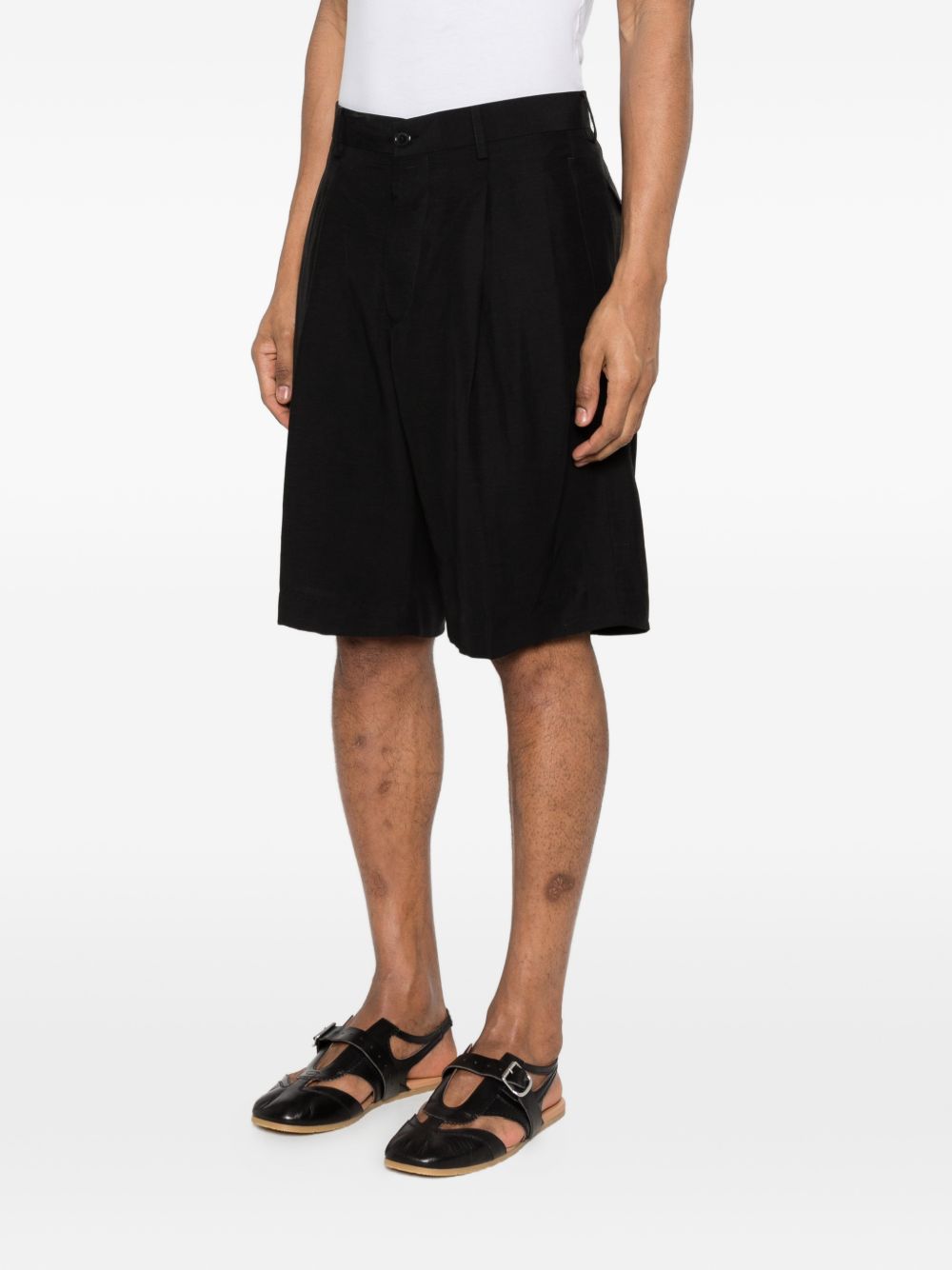 Pantaloncini con pieghe in nero Laneus - uomo 