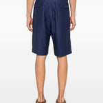 Pantaloncini a pieghe in blu Laneus - uomo 