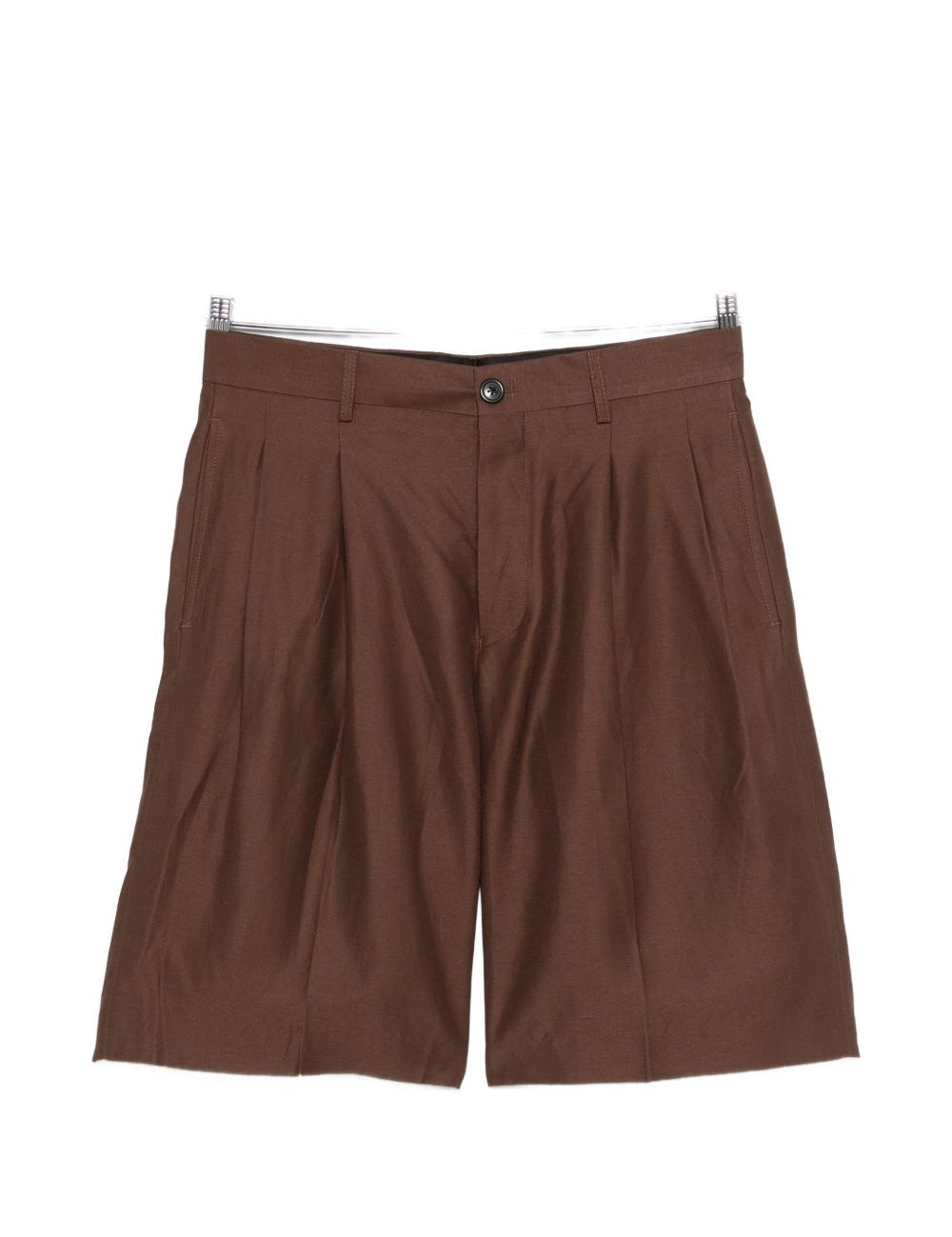 Pantaloncini con pieghe in marrone Laneus - uomo 