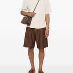 Pantaloncini con pieghe in marrone Laneus - uomo 