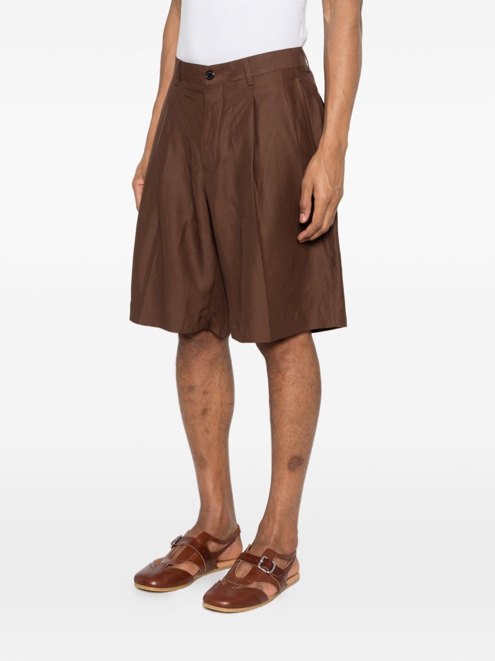 Pantaloncini con pieghe in marrone Laneus - uomo 