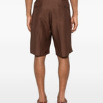 Pantaloncini con pieghe in marrone Laneus - uomo 