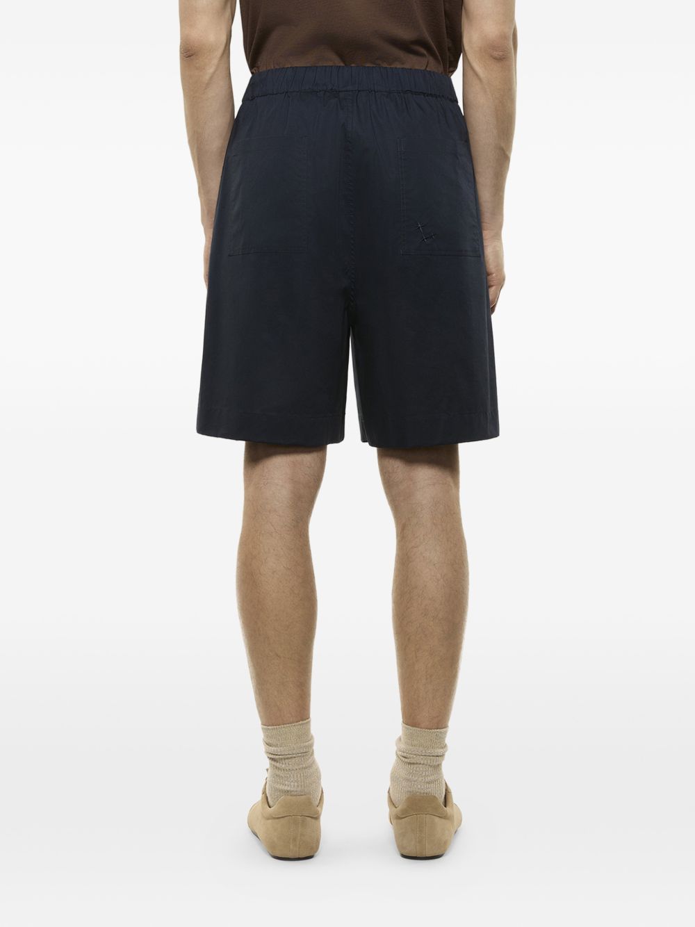 Shorts elasticizzati ricamati melrose in nero Laneus - uomo 