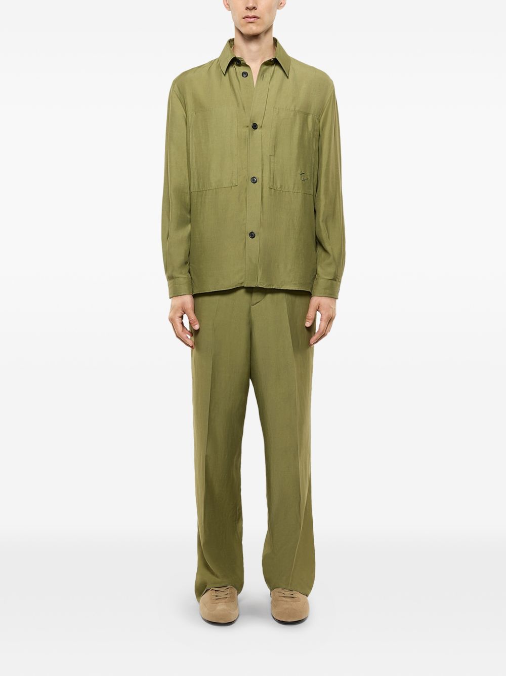 Giacca-camicia con ricamo in verde Laneus - uomo 