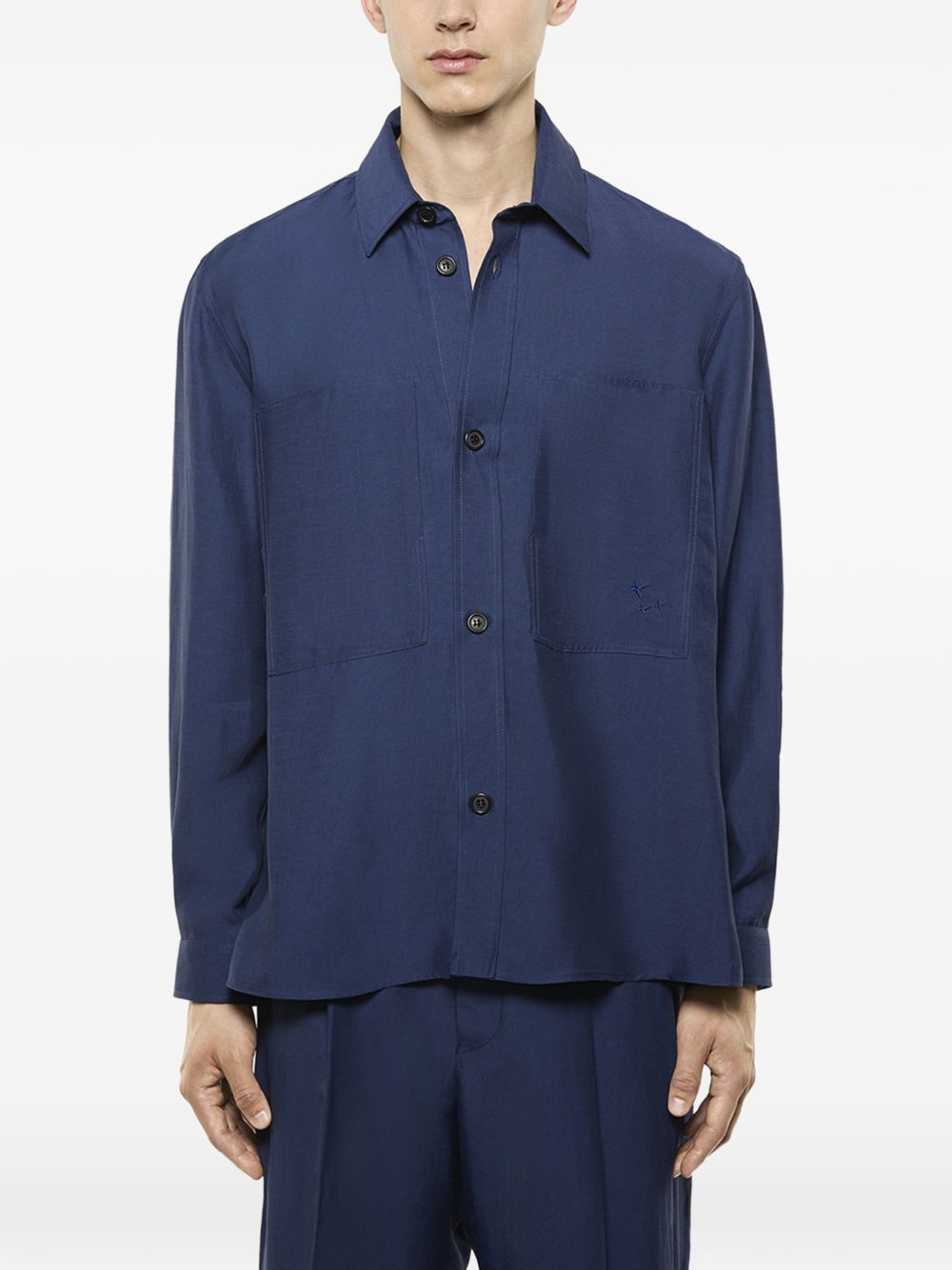 Giacca-camicia con tasche in blu Laneus - uomo 