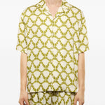 Camicia a fantasia in beige e verde Laneus - uomo 
