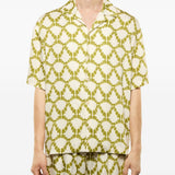 Camicia a fantasia in beige e verde Laneus - uomo 
