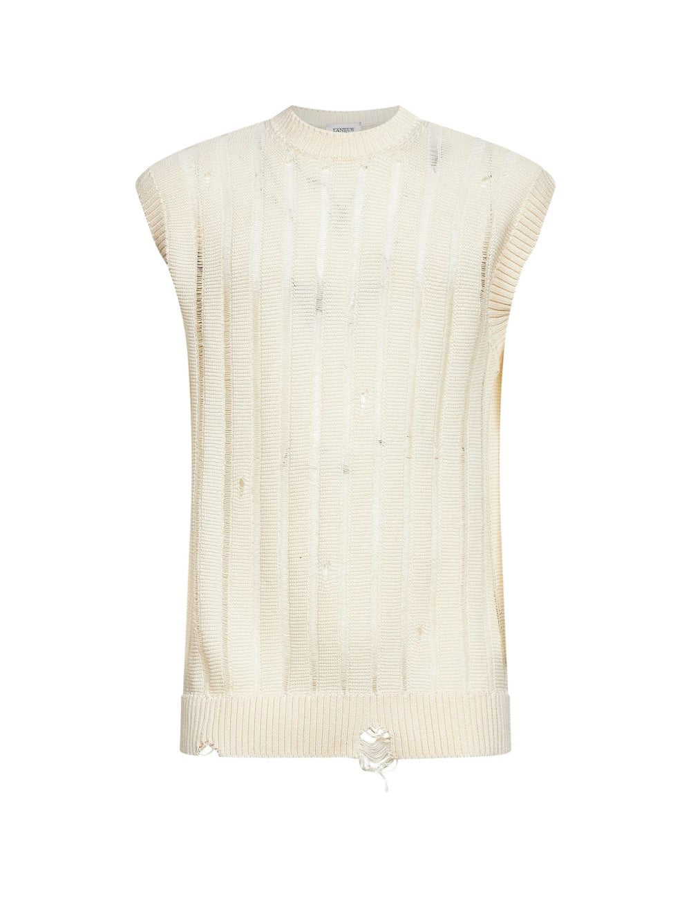 Gilet in maglia a coste in beige Laneus - uomo 