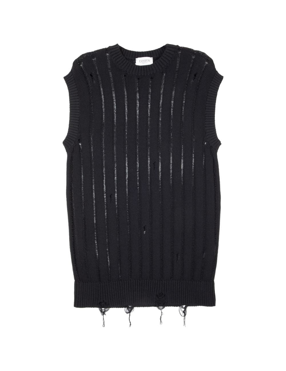Gilet in maglia strappata in nero Laneus - uomo 