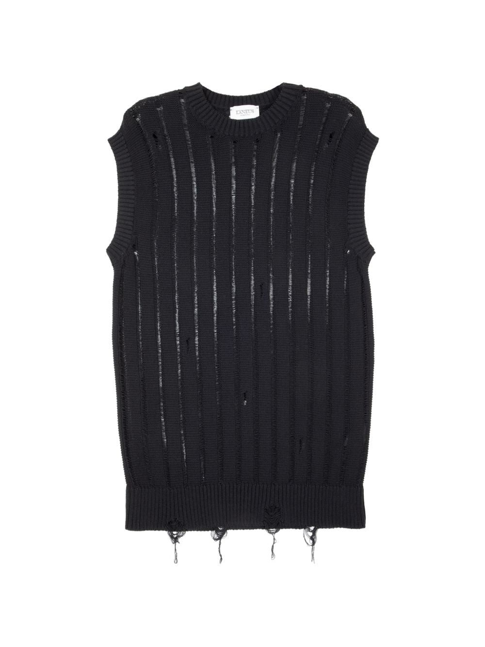 Gilet in maglia strappata in nero Laneus - uomo 