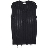 Gilet in maglia strappata in nero Laneus - uomo 