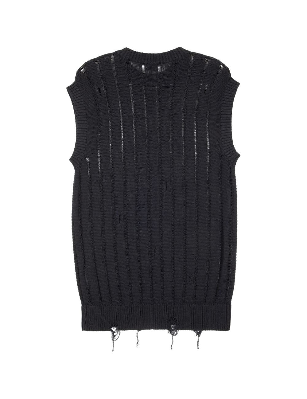 Gilet in maglia strappata in nero Laneus - uomo 