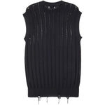 Gilet in maglia strappata in nero Laneus - uomo 
