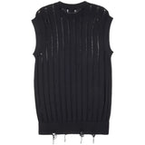Gilet in maglia strappata in nero Laneus - uomo 