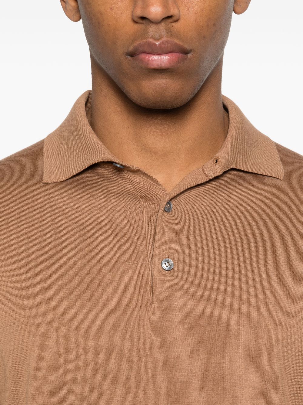 Polo a maniche corte con bottoni in marrone Lardini - uomo 