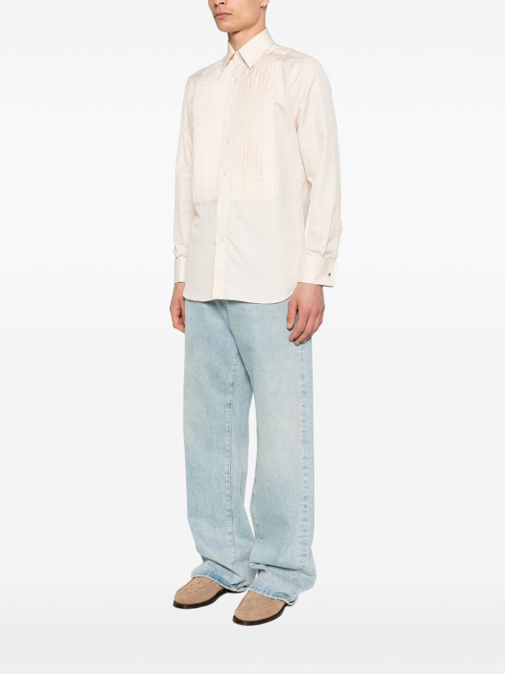 Camicia con trama in crema Lardini - uomo 