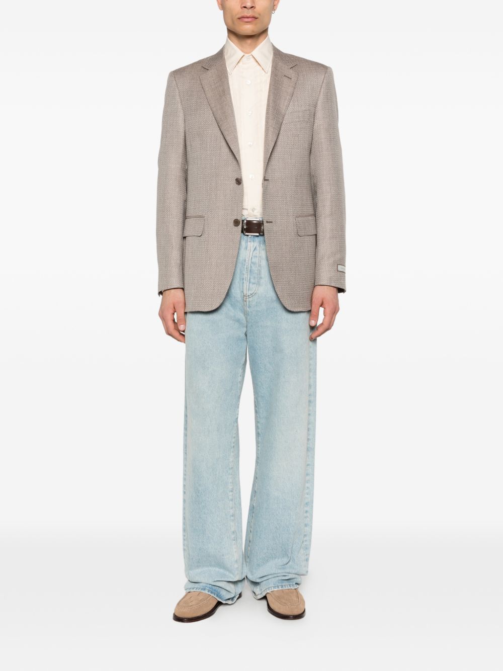 Camicia con trama in crema Lardini - uomo 