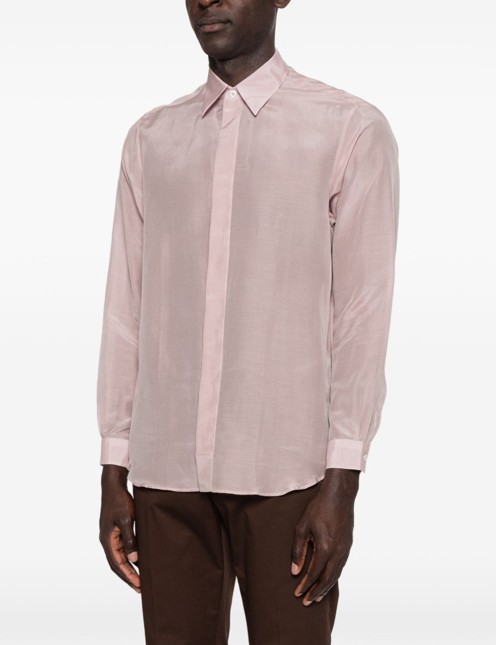 Camicia a maniche lunghe con abbottonatura nascosta in rosa Lardini - uomo 