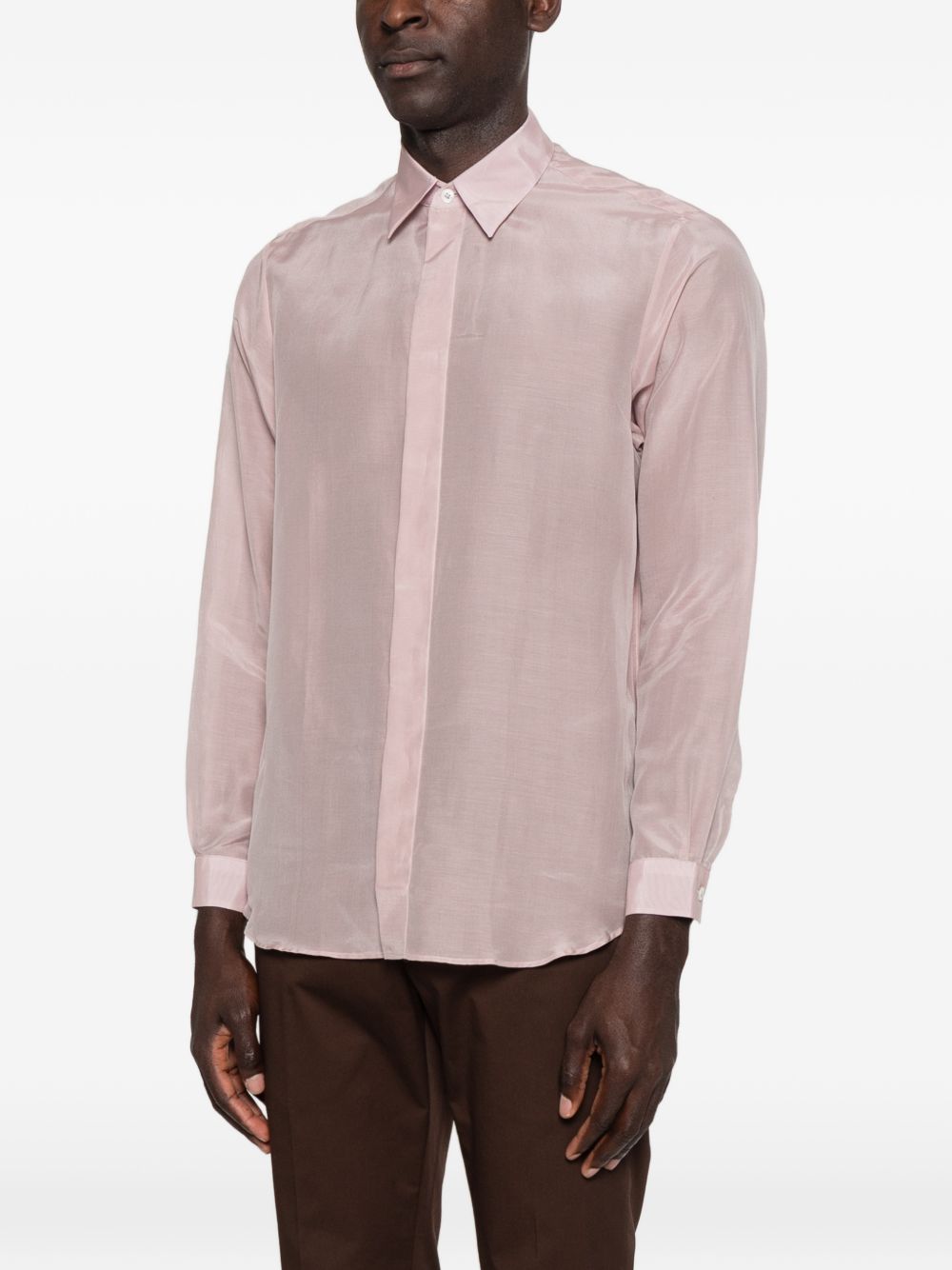 Camicia a maniche lunghe con abbottonatura nascosta in rosa Lardini - uomo 