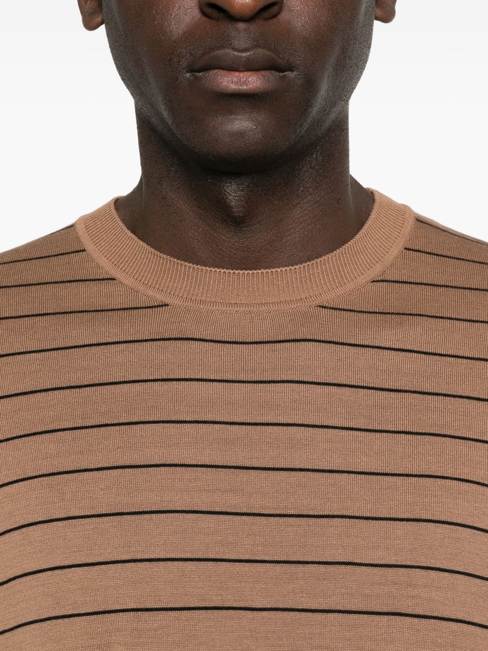 T-shirt a righe in marrone Lardini - uomo 