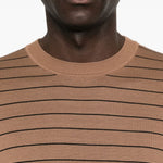 T-shirt a righe in marrone Lardini - uomo 