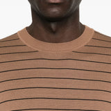 T-shirt a righe in marrone Lardini - uomo 