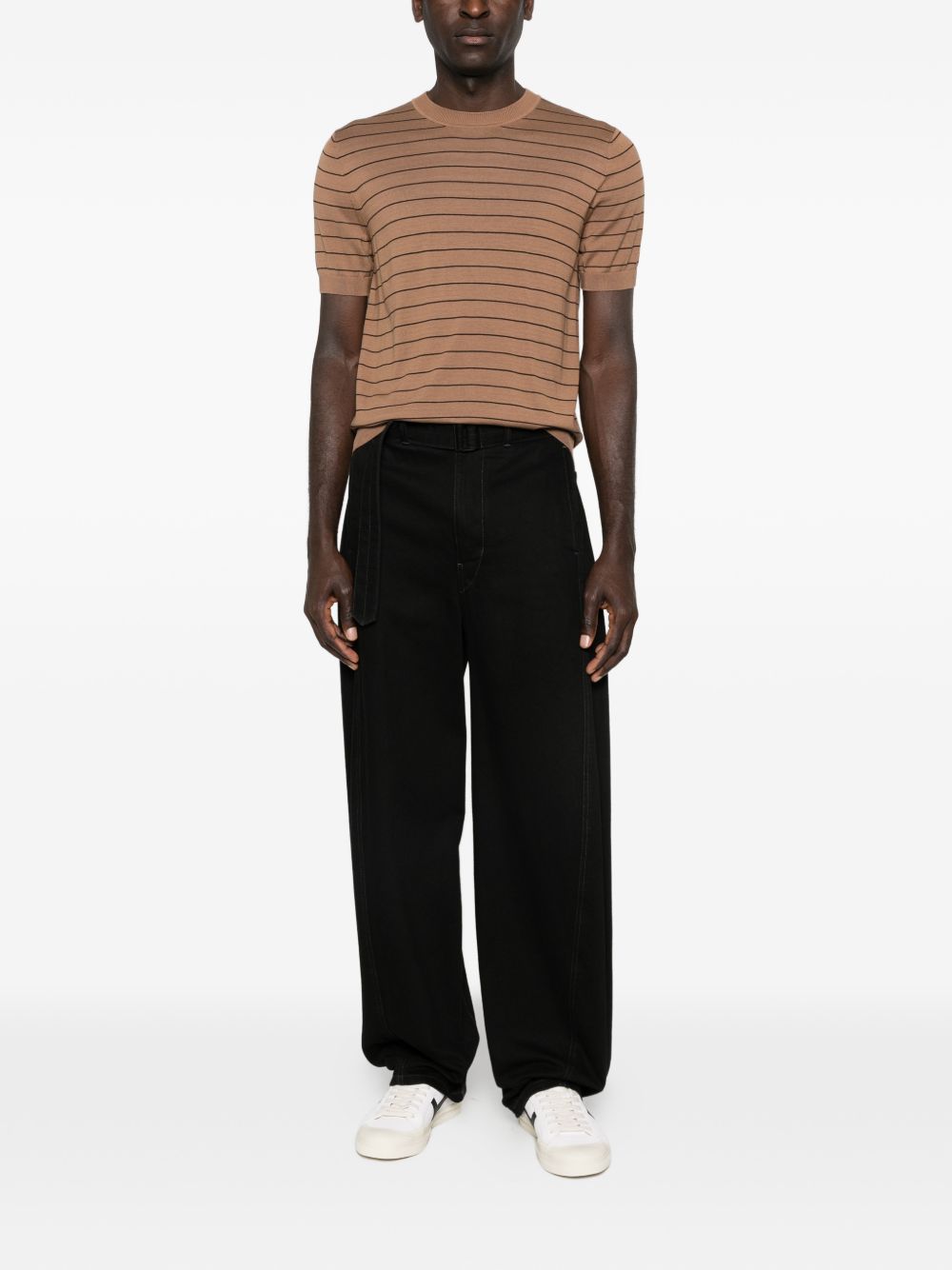 T-shirt a righe in marrone Lardini - uomo 