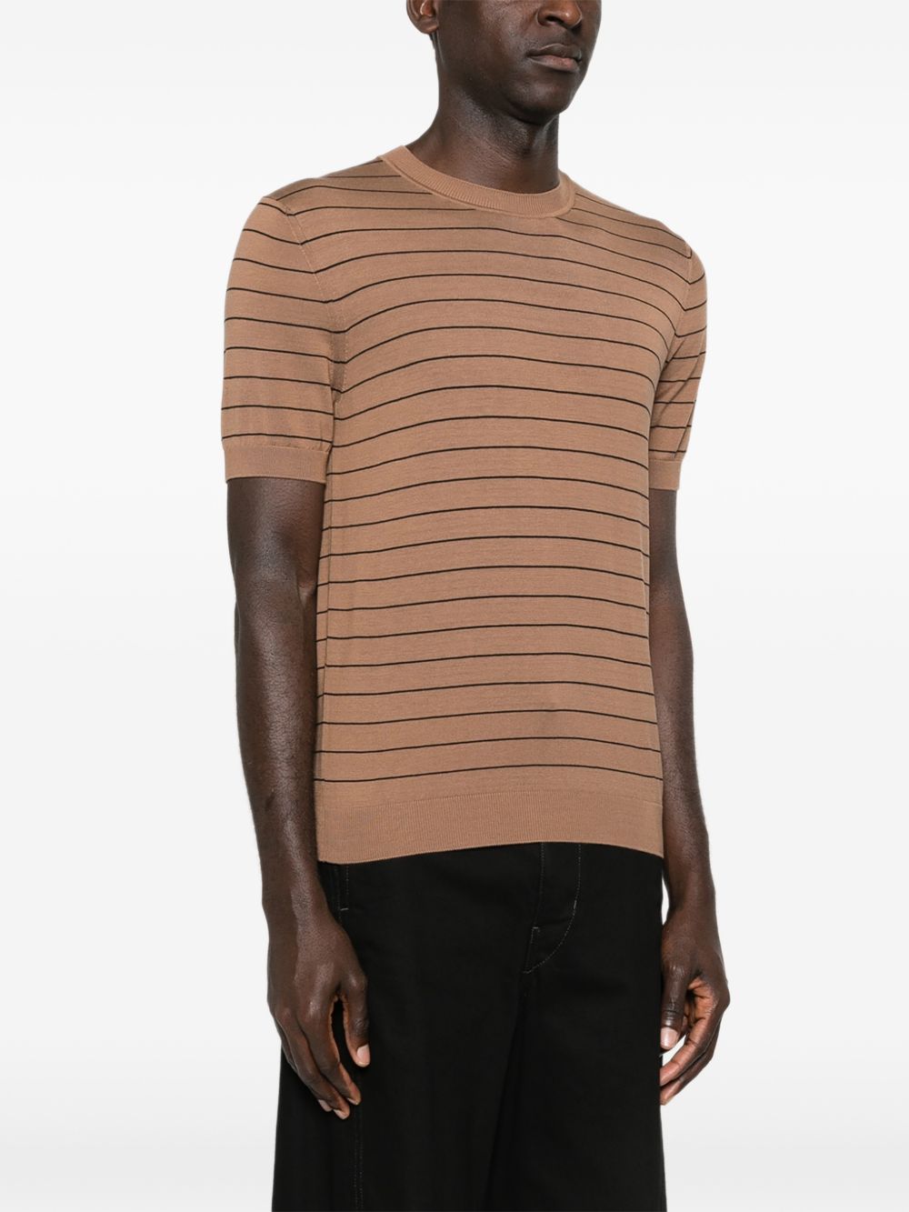 T-shirt a righe in marrone Lardini - uomo 