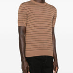 T-shirt a righe in marrone Lardini - uomo 