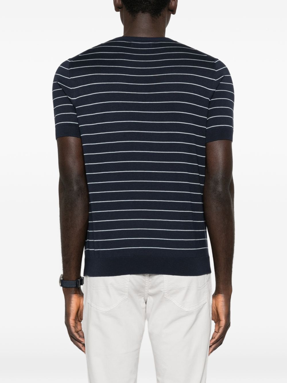 T-shirt a righe in blu Lardini - uomo 