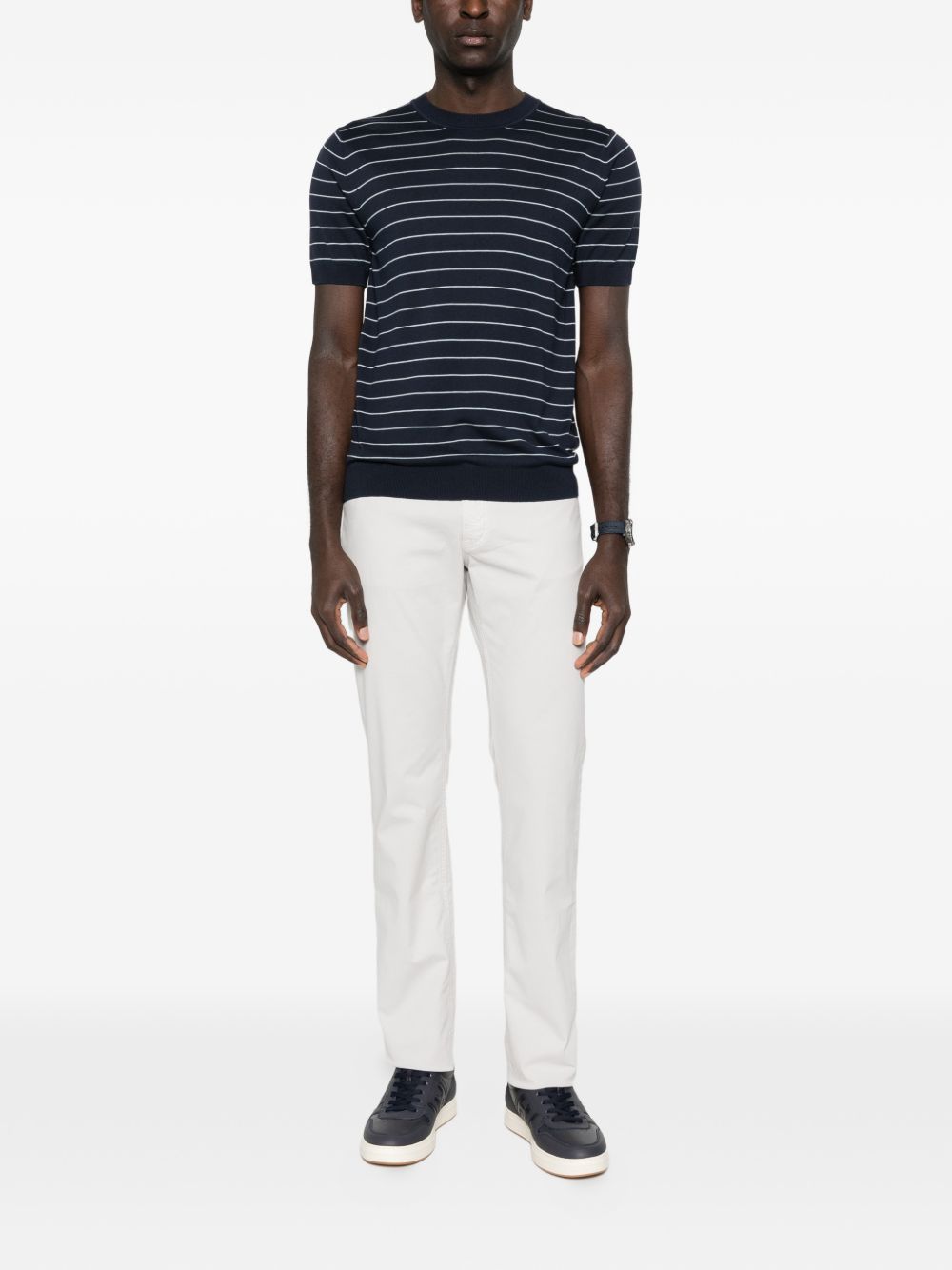 T-shirt a righe in blu Lardini - uomo 