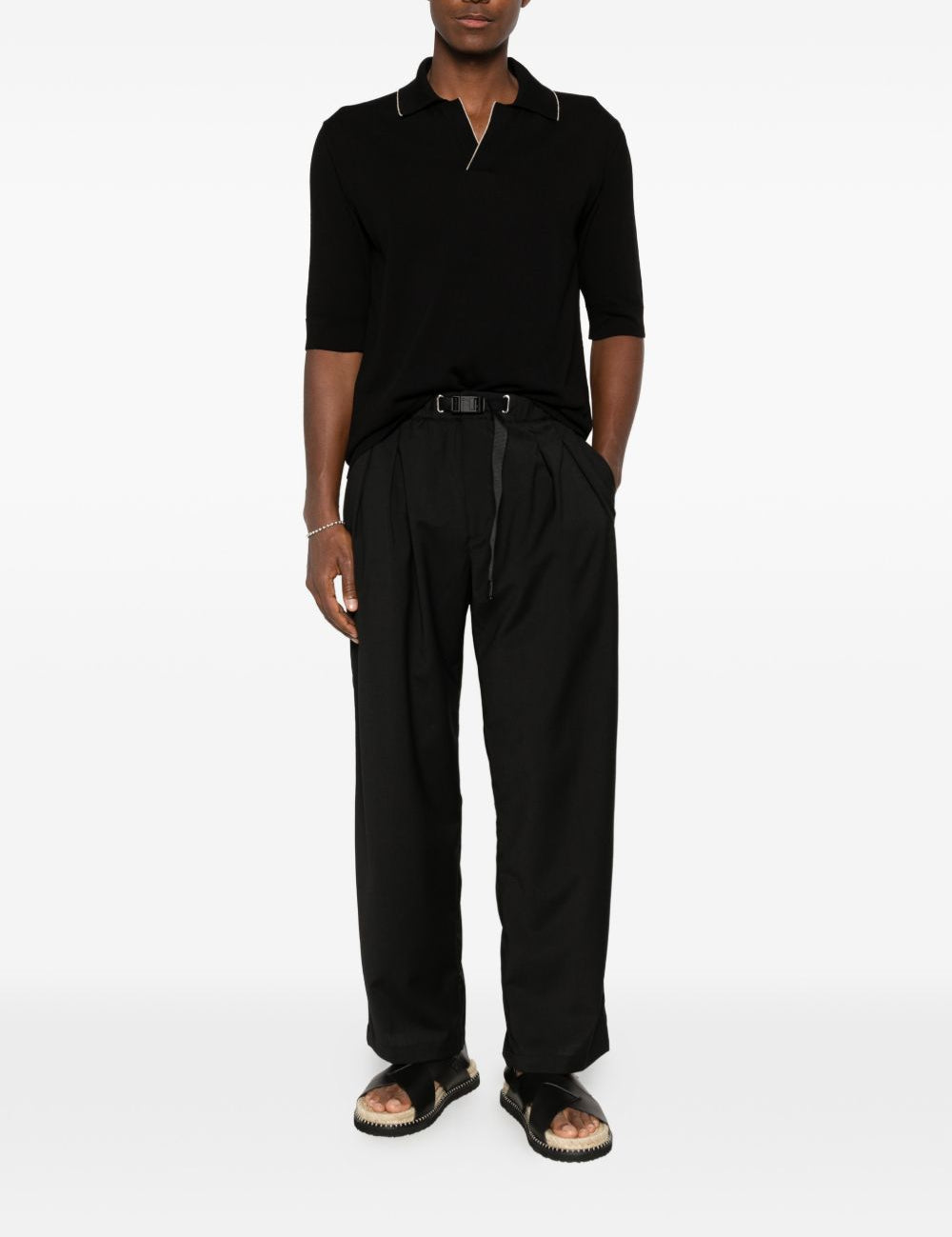 Polo con dettagli a contrasto in nero Lardini - uomo 