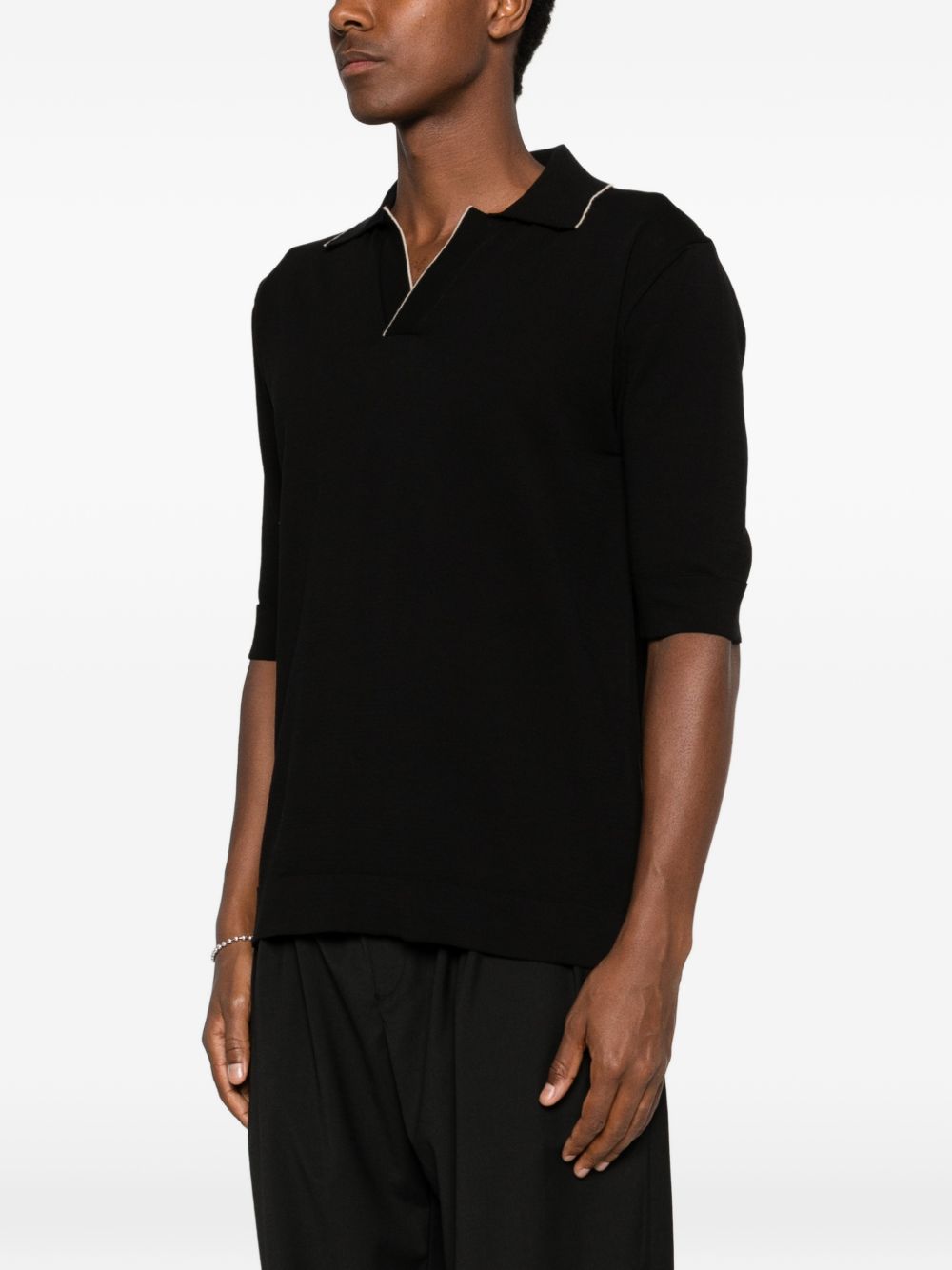 Polo con dettagli a contrasto in nero Lardini - uomo 