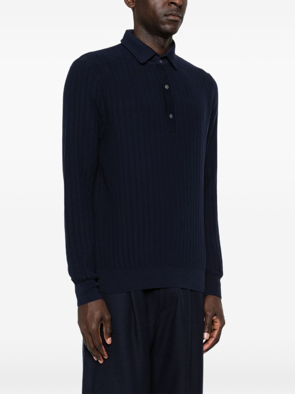 Polo a costine in blu Lardini - uomo 
