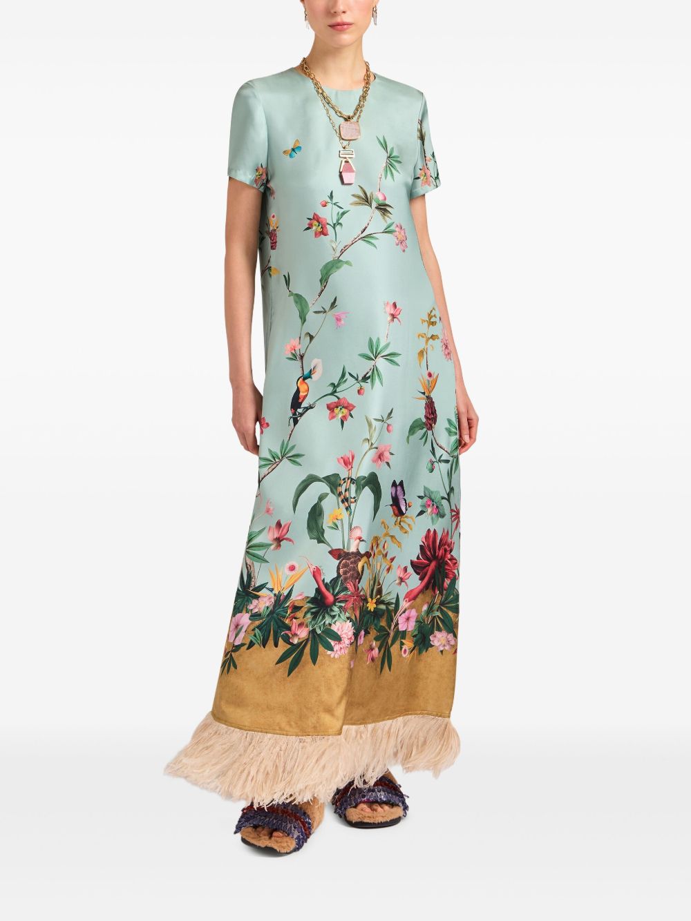 Abito con design floreale e piume multicolore La double j - donna 
