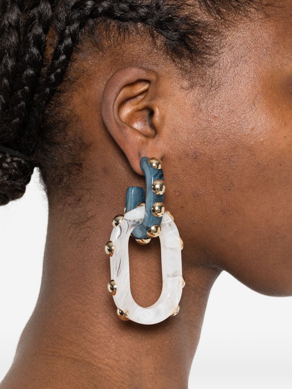 Orecchini con decorazione ovale a forma di nefertiti in bianco La double j - donna 