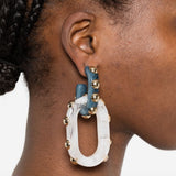 Orecchini con decorazione ovale a forma di nefertiti in bianco La double j - donna 
