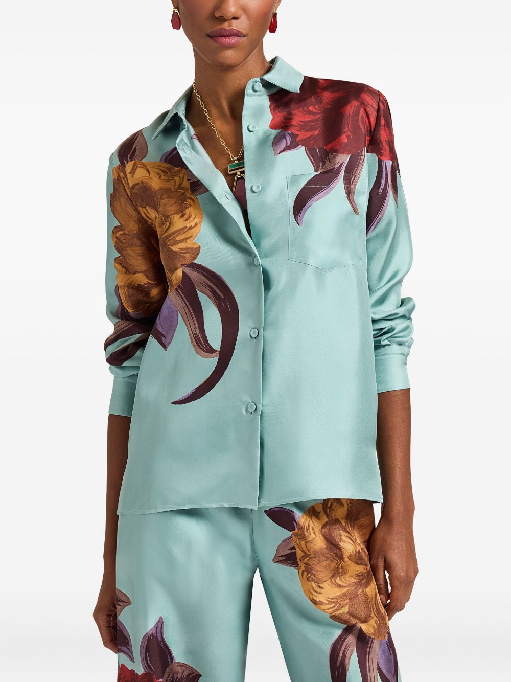 Camicia a fiori in azzurro La double j - donna 