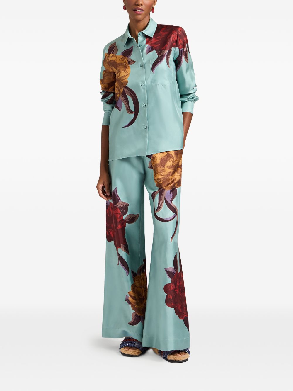 Pantaloni a palazzo floreali in blu La double j - donna 
