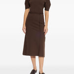 Abito midi con nodo in vita marrone Lemaire - donna 