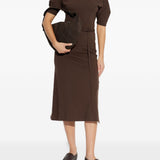 Abito midi con nodo in vita marrone Lemaire - donna 