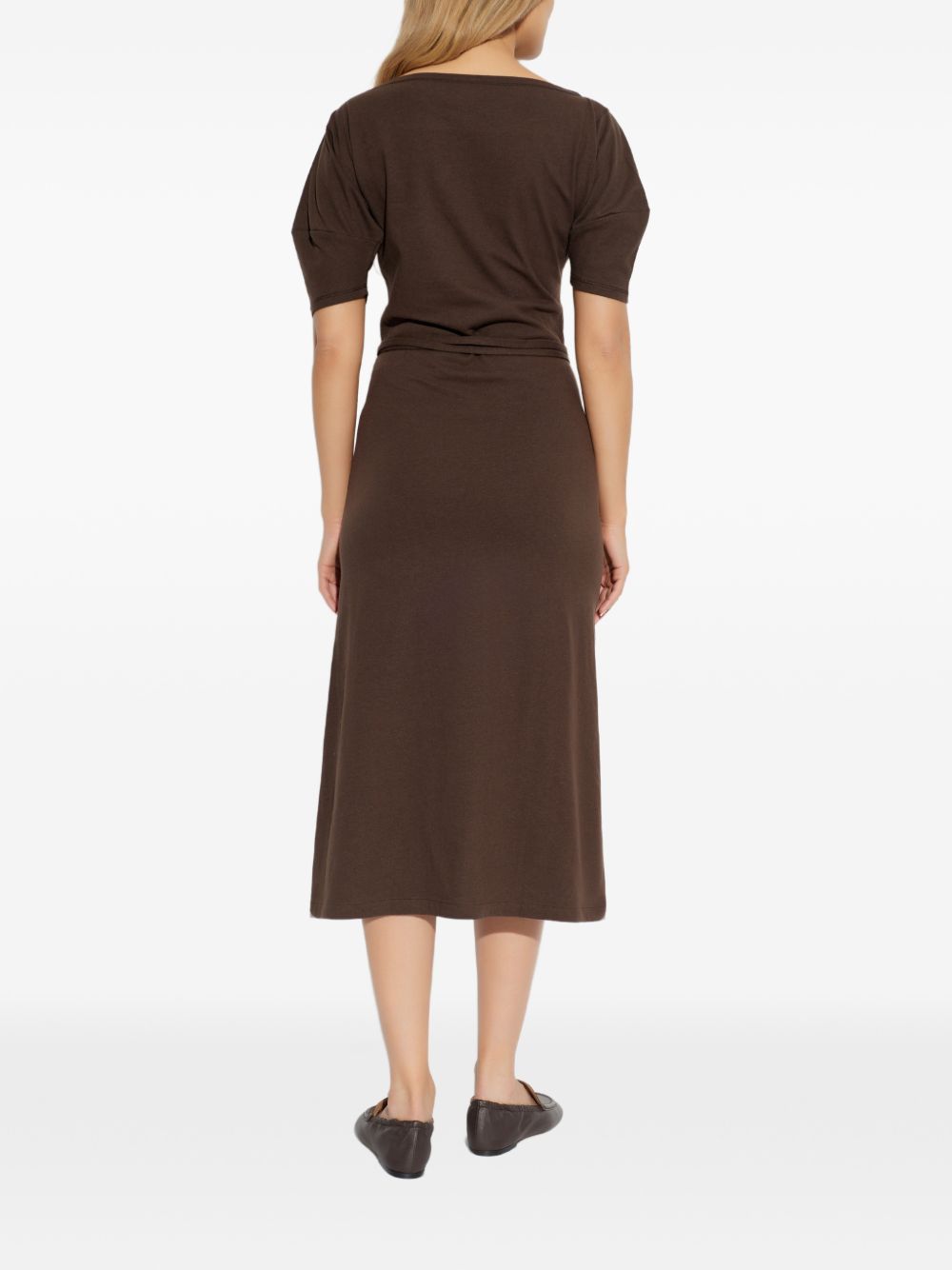 Abito midi con nodo in vita marrone Lemaire - donna 