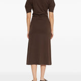 Abito midi con nodo in vita marrone Lemaire - donna 