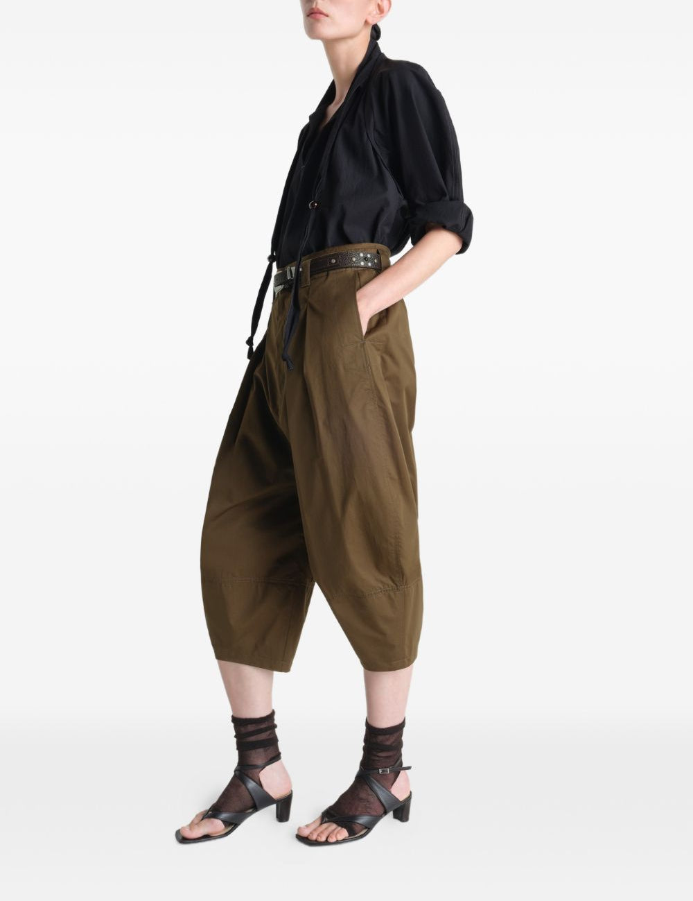 Bermuda gamba ampia in marrone LEMAIRE  - donna 