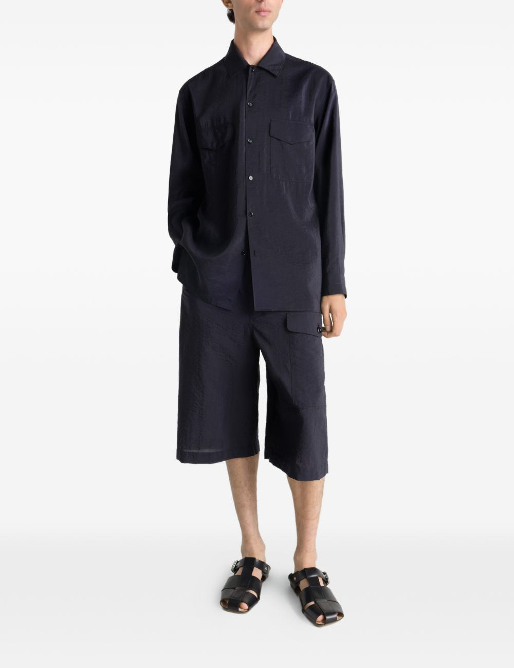 Shorts cargo con coulisse in nero Lemaire - uomo 